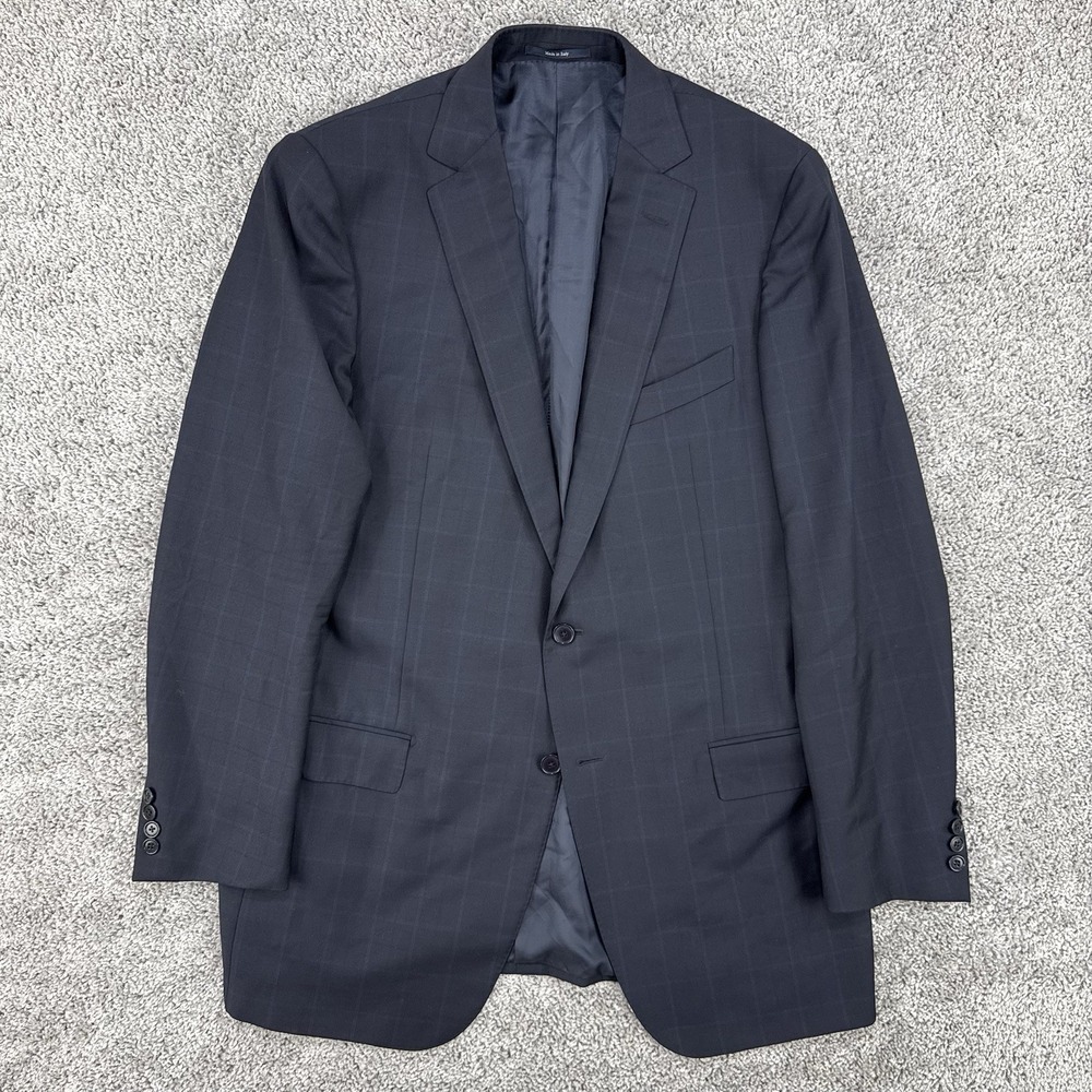 Ermenegildo Zegna Mila Blazer Men's 46L Windowpane Plaid 100% Wool Made In Italy